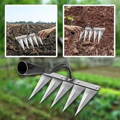 Garden Weeding Tool with 5 Durable Steel Claws