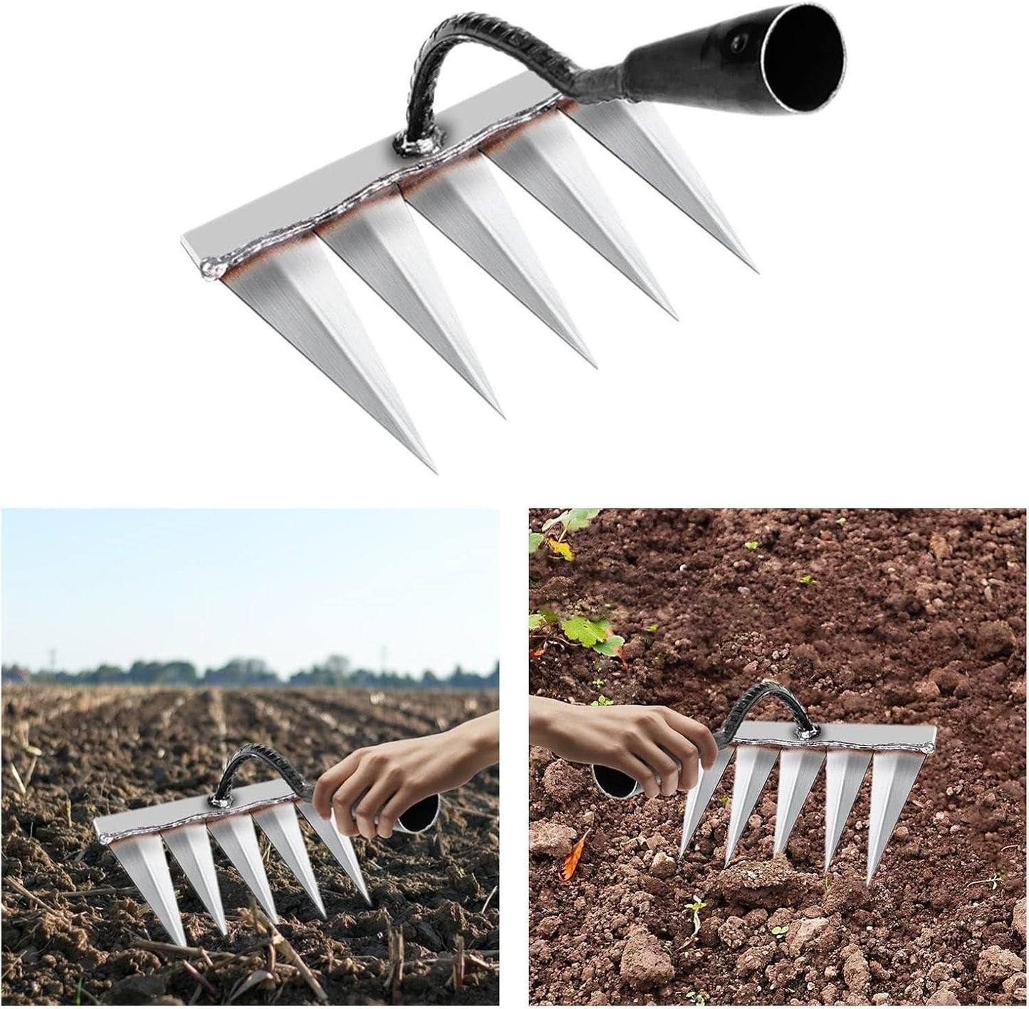 Garden Weeding Tool with 5 Durable Steel Claws